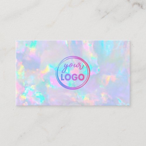 your logo on pastel opal gemstone business card