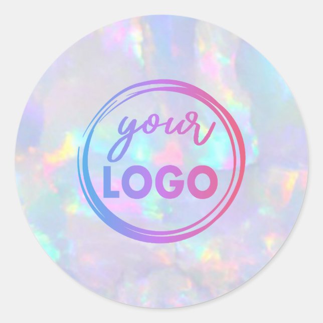 your logo on pastel opal gemstone classic round sticker (Front)