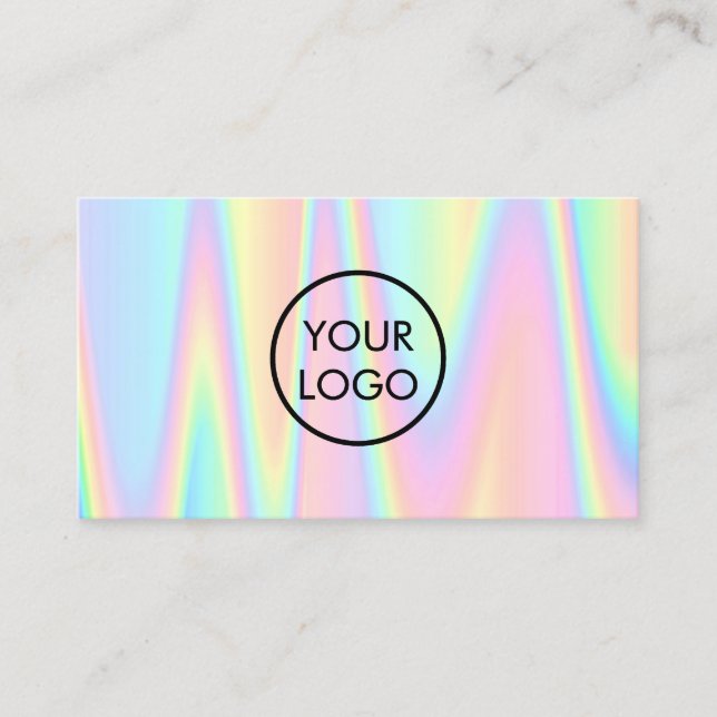 your logo on pastel simulated iridescence business card (Front)