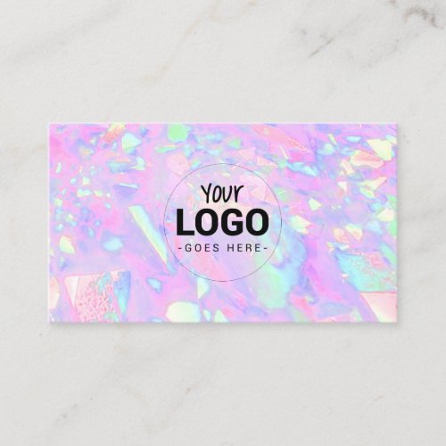 your logo on pink opal inspired texture  business card