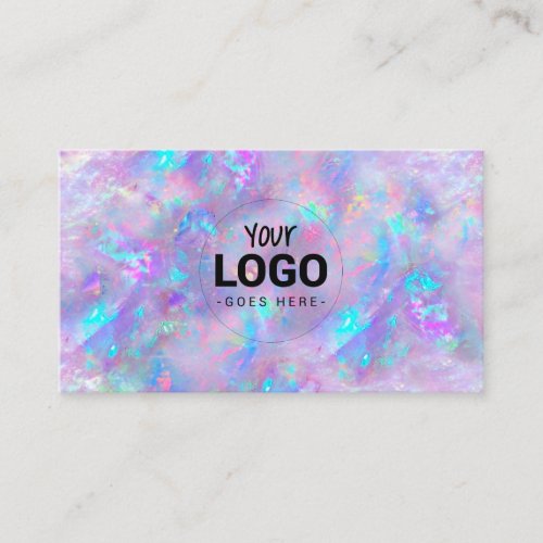 your logo on purple opal inspired background business card