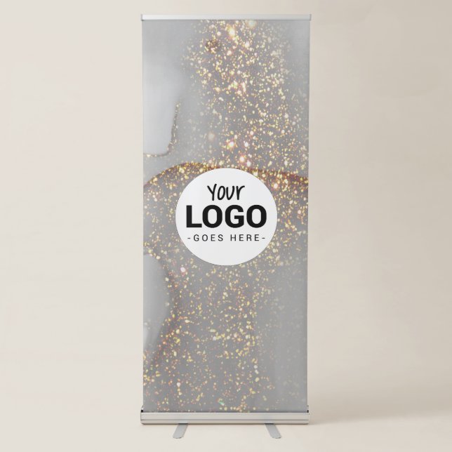 Your logo on simulated glitter background retractable banner (Front)