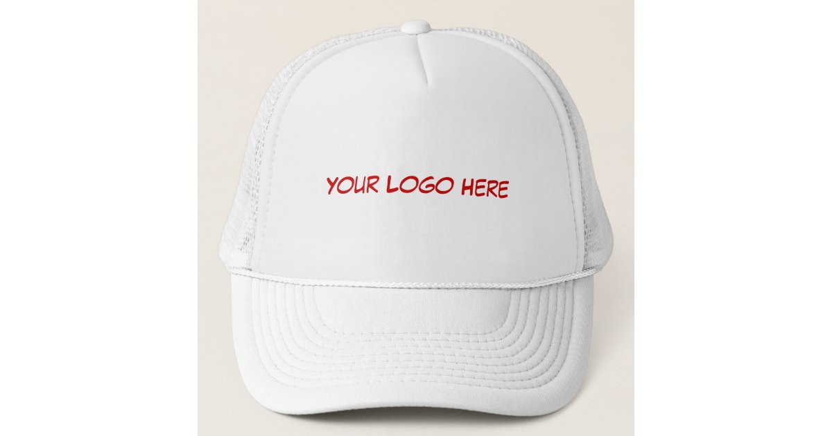 Your Logo on White Cap | Zazzle