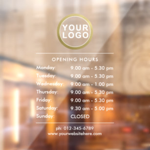 Your Logo Opening Hours Window Cling 