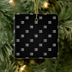 Your Logo or Any Image Diagonal Stripes Ceramic Ornament