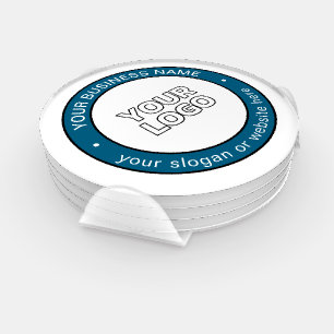 Your Logo or Design & Customizable Circular Text Coaster Set