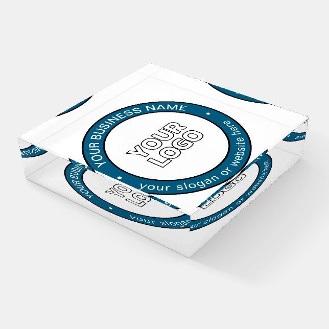 Your Logo or Design & Customizable Circular Text Paperweight (Angled)