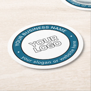 Your Logo or Design & Customizable Circular Text Round Paper Coaster