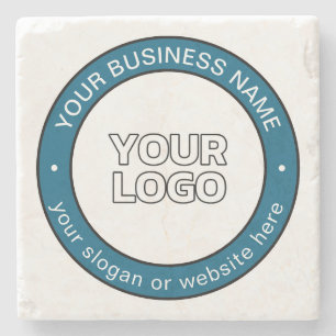 Your Logo or Design & Customizable Circular Text Stone Coaster