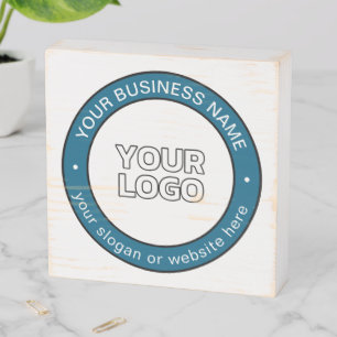 Your Logo or Design & Customizable Circular Text Wooden Box Sign