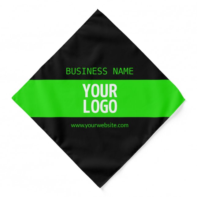 Your Logo or Image | Black & Bright Green Bandana (Front)