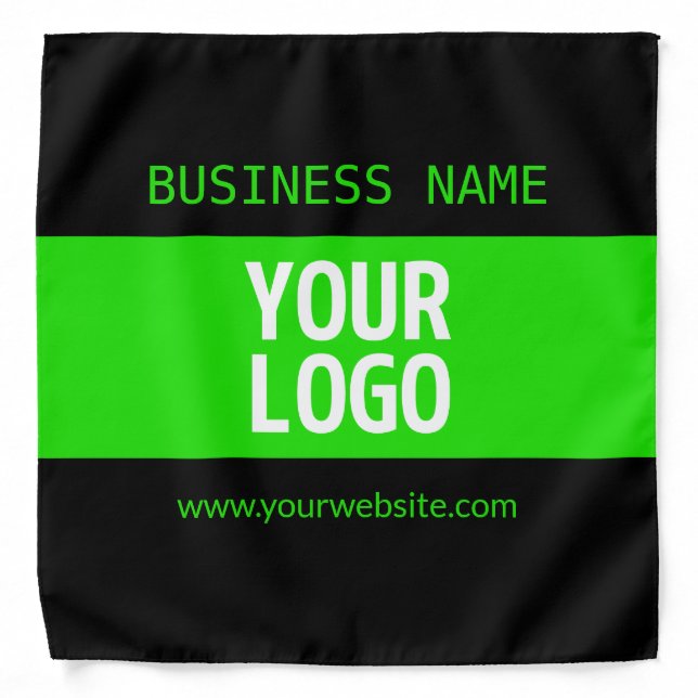 Your Logo or Image | Black & Bright Green Bandana (Front)