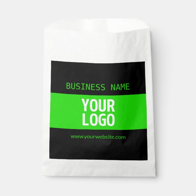 Your Logo or Image | Black & Bright Green Favor Bag (Front)