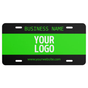Your Logo or Image   Black & Bright Green License Plate