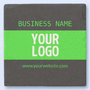 Your Logo or Image Black & Bright Green Stone Coaster