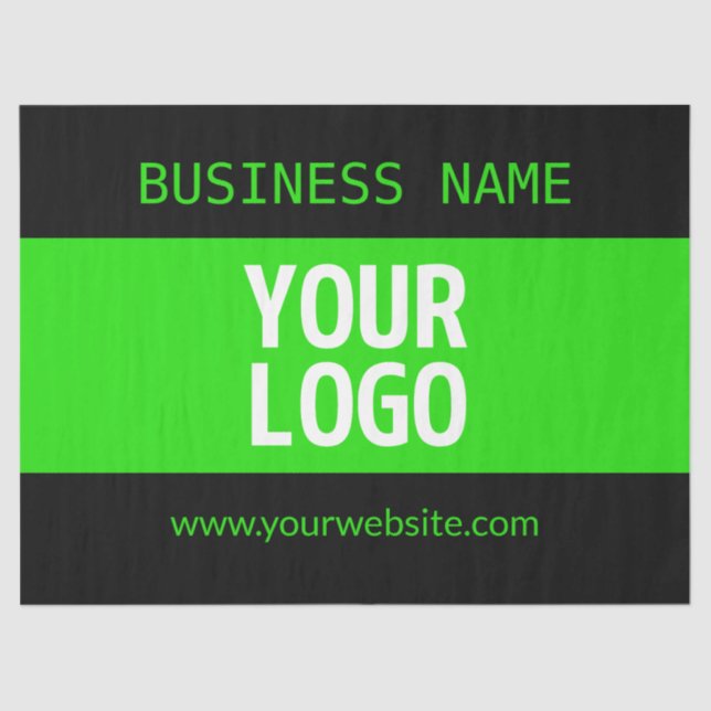 Your Logo or Image | Black & Bright Green Tissue Paper (Front)