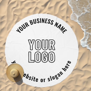 Your Logo or Image Bold Editable Text Beach Towel