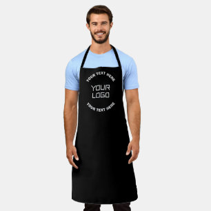 Your Logo or Image & Editable Text Black & White Apron