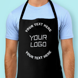 Your Logo or Image & Editable Text Black & White Apron