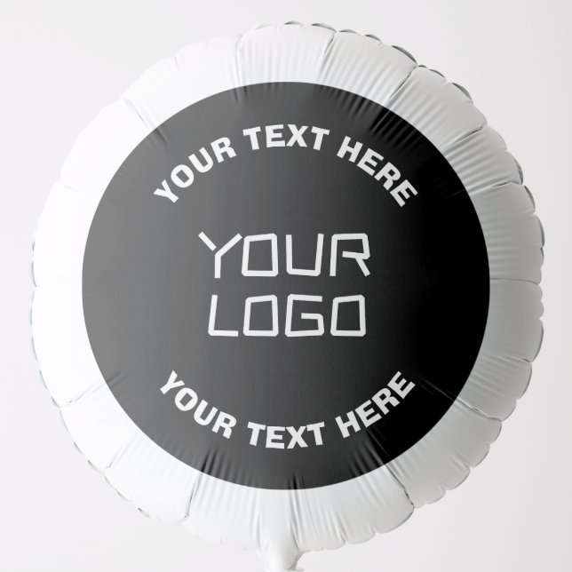 Your Logo or Image & Editable Text | Black & White Balloon (Front)