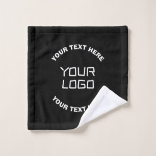 Your Logo or Image & Editable Text Black & White Bath Towel Set