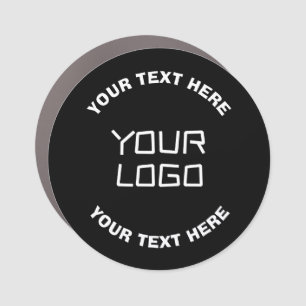 Your Logo or Image & Editable Text Black & White Car Magnet