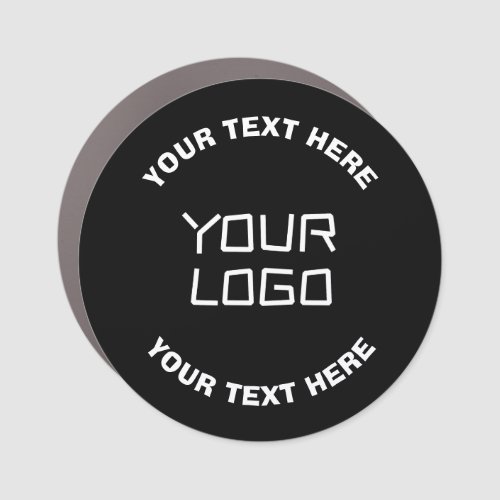 Your Logo or Image  Editable Text  Black  White Car Magnet