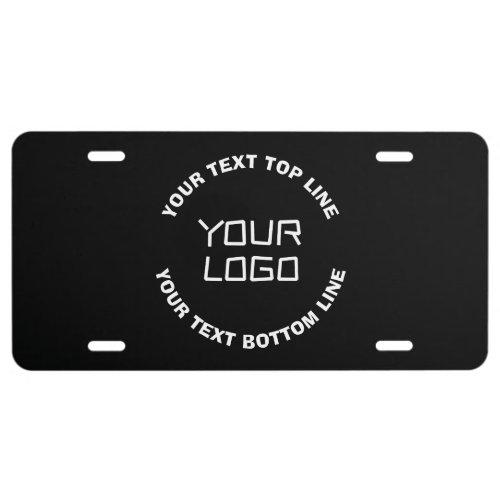 Your Logo or Image  Editable Text  Black  White License Plate