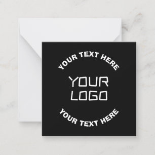 Your Logo or Image & Editable Text   Black & White Note Card