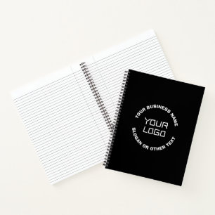 Your Logo or Image & Editable Text Black & White Notebook