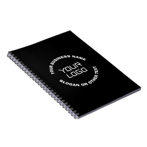 Your Logo or Image  Editable Text  Black  White Notebook