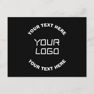 Your Logo or Image & Editable Text Black & White Postcard