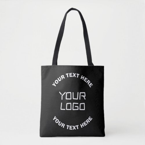 Your Logo or Image  Editable Text  Black  White Tote Bag