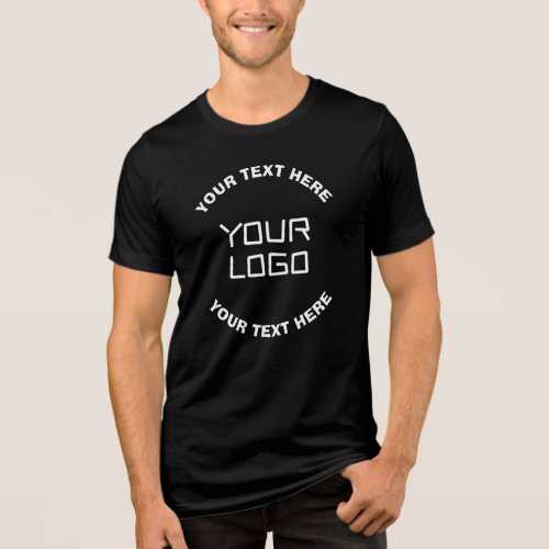 Your Logo or Image  Editable Text  Black  White Tri_Blend Shirt