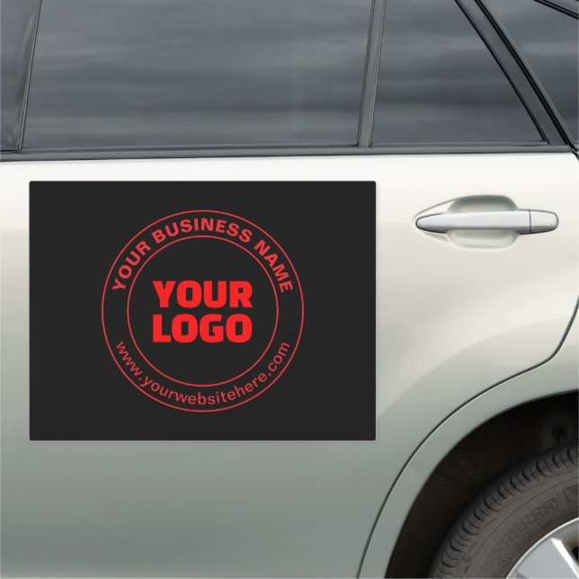 Your Logo or Image & Editable Text, Red or DIY Car Magnet (In Situ)