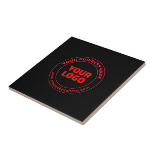 Your Logo or Image & Editable Text, Red or DIY Ceramic Tile