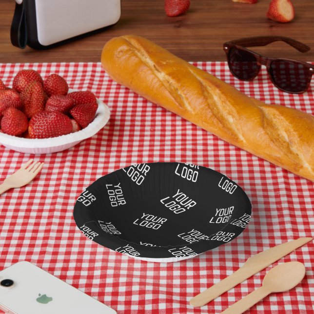 Your Logo or Image | Randomized Looking Template Paper Bowls (Picnic)
