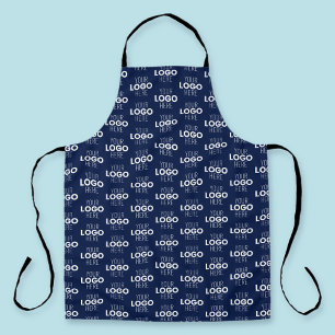 Your Logo or Image Repeating Pattern   Navy Blue Apron