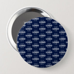 Your Logo or Image Repeating Pattern   Navy Blue Button