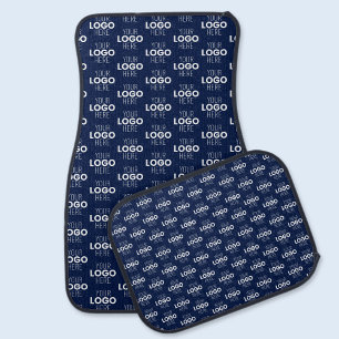 Your Logo or Image Repeating Pattern Navy Blue Car Floor Mat