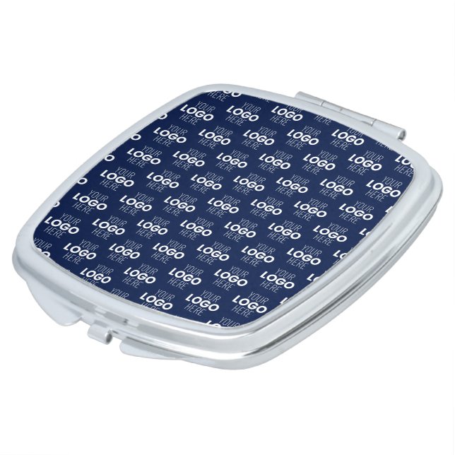 Your Logo or Image Repeating Pattern | Navy Blue Compact Mirror (Turned)