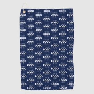 Your Logo or Image Repeating Pattern Navy Blue Golf Towel