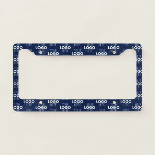 Your Logo or Image Repeating Pattern Navy Blue License Plate Frame