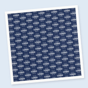 Your Logo or Image Repeating Pattern Navy Blue Napkins