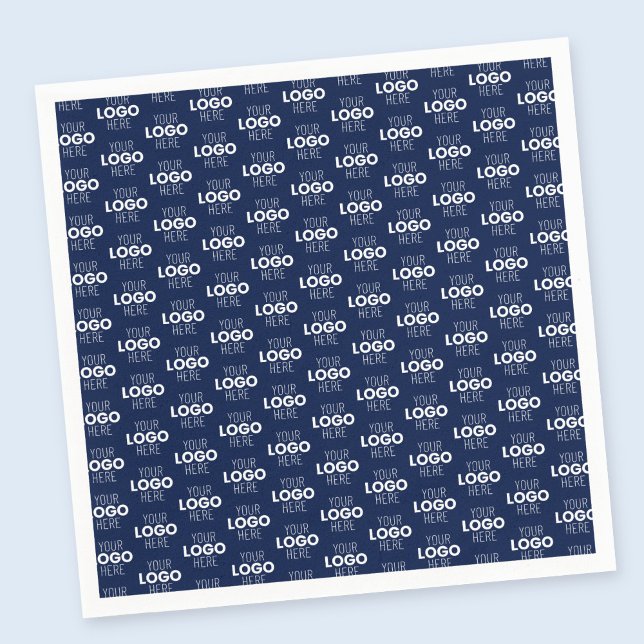 Your Logo or Image Repeating Pattern | Navy Blue Napkins (Creator Uploaded)