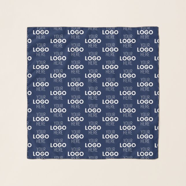 Your Logo or Image Repeating Pattern | Navy Blue Scarf (Front)