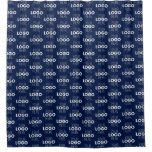 Your Logo or Image Repeating Pattern | Navy Blue Shower Curtain