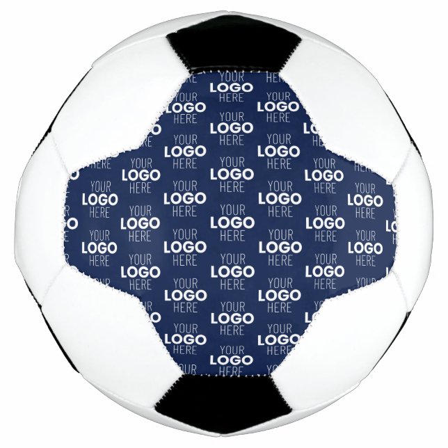 Your Logo or Image Repeating Pattern | Navy Blue Soccer Ball (Front)