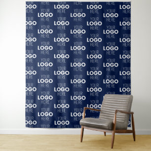 Your Logo or Image Repeating Pattern Navy Blue Tapestry