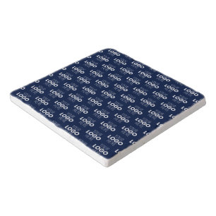 Your Logo or Image Repeating Pattern Navy Blue Trivet